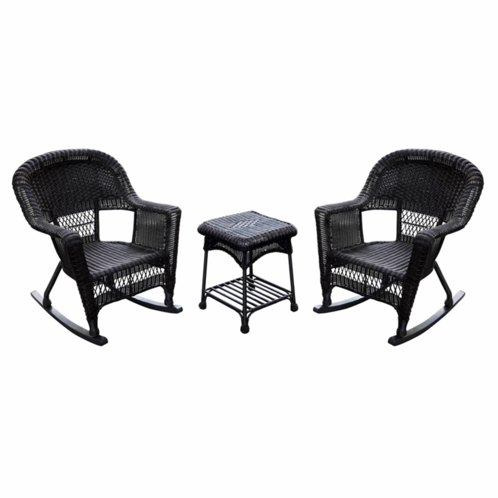 Jeco 3 pc. Wicker Rocker Chair Set with Side Table - image 2 of 2