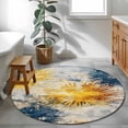 thumbnail image 3 of Round Rugs 3Ft, Yellow Blue Shabby Round Area Rug Washable Indoor Throw Carpet, Abstract Modern Artwork Small Non Slip Circle Rug for Bedroom Living Room Home Decor Aesthetic, 3 of 8