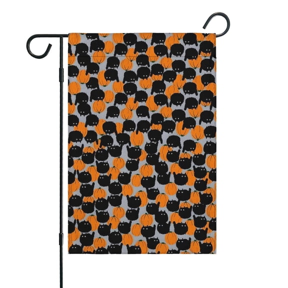 Halloween Black Cat Pumpkin Pattern Fall Garden Flags 12.5"x18" Double Side,Small Yard Flags for Outside,Outdoor Fall Decor,Autumn Funny Garden Flag Yard Decoration