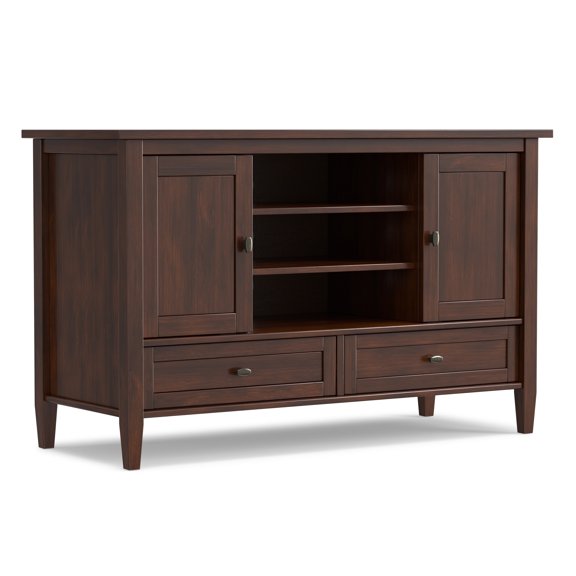 Warm Shaker 47 inch Wide Solid Wood TV Stand in Russet Brown For TVs up to 50 inches