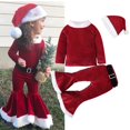 thumbnail image 1 of Conjunto de ropa de 2 piezas para niños y niñas, sudadera de manga larga, pantalones acampanados y sombrero, traje de fiesta de Navidad, 2024, 1 of 6