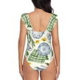thumbnail image 6 of Yiaed Vintage Utensils Print Women's Ruffled One Piece Swimsuit V Neck Swimwear Slimming Monokini for Woman-Small, 6 of 8
