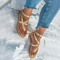 thumbnail image 3 of Flat Sandals for Women- Beach Sandals Casual Open Toe Roman Clip-Toe Summer Slide Sandals #928 Gold, 3 of 3