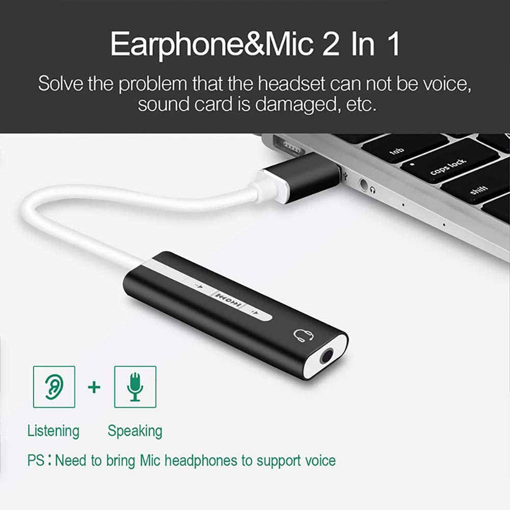 axGear 2-in-1 USB External Sound Card Works with Phone Headset 