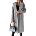 thumbnail image 2 of Clearance!FUNUONY Quilted Jackets Women's Artificial Wool Coat Smock Long Jacket Slim Long Coat for Women Puffer Jacket Womens Winter Coats Long Cardigans Gray 3XL, 2 of 4