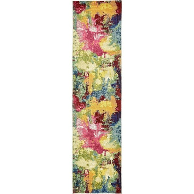 Unique Loom Estrella Abstract Watercolor Rug 2' 7 x 10' Runner Multi/Beige