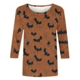 thumbnail image 4 of Kilaqueen Halloween Shirts for Women 3/4 Sleeve Crew Neck Funny Print Halloween Costumes Tunic Tops Vintage Festival Tops, 4 of 5