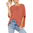 thumbnail image 2 of OJinShaWanO Epcot Chemises pour Femmes T-Shirts à Manches Courtes pour Femmes Hauts Surdimensionnés d'Été Col Rond Ample Décontracté Tee T-Shirt T-Shirt Décontracté en Coton, 2 of 5