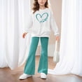 thumbnail image 2 of Stamzod Girls Outfits Size 10-12 Fashion Heart Printed Crew Neck Sweatshirt and Flared Pants Fall Casual Girls' Clothing Sets White 11-12Years, 2 of 7