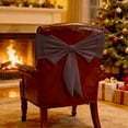 thumbnail image 5 of Extra-Thick Air-Cushioned Chair Back Bow – Decorative Ribbon for Banquet Chairs, Holiday Party Chair Decorations, Elegant Soft Fabric Bow for Weddings, Christmas & Special Events, 13.78in, Coffee, 5 of 6