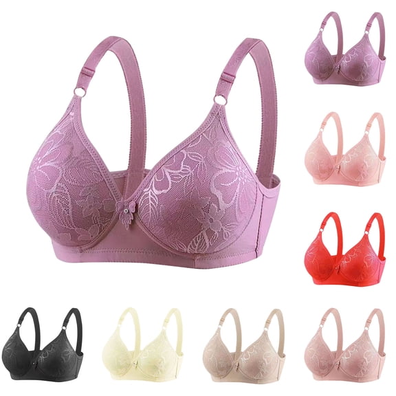 Hrsba Womens Plus Size Bra,Women's Printing Large Size Full Cup Bra Without Underwire Hold Side Breasts Sagging Daily Bra,Womens Casual Summer Bra,Womens Bra