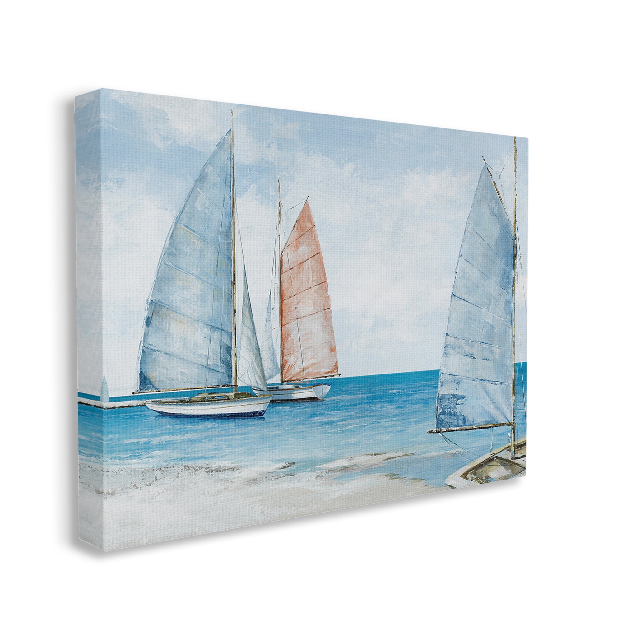Stupell Industries Coastal Sailboat Fleet Transportation Painting Gallery Wrapped Canvas Art Print Wall Art, 48 x 36