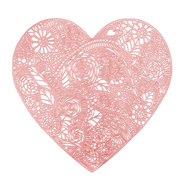Mantel individual de rosa en forma de corazón, regalo perfecto para el día de San Valentín para él o ella, decoración rosa festiva, hecho de PVC duradero.