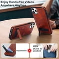 thumbnail image 4 of ELEHOLD Case for iPhone 11 Pro Max, Luxury PU Leather Anti-Scratch Magnetic Case with Invisible Kickstand for MagSafe Accessory,Brown, 4 of 8