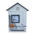 thumbnail image 1 of Soporte de llaves Caja de diseño de casa montada en la pared Colgante de pared Colgador de almacenamiento de llaves Estuche de madera, parte superior azul, Saiboat Life Bouy seitruly HA8882-03B, 1 of 6