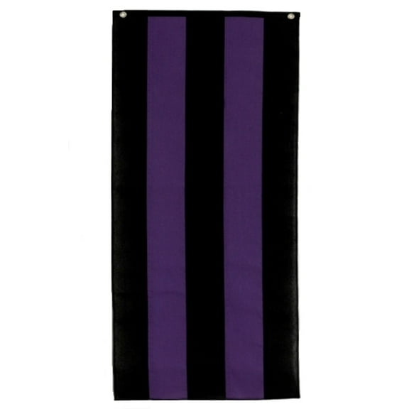 Memorial Nylon Pull Down Banner By Old Glory Bunting. 5 Stripe Black and Purple Funeral Banner - 18" x 8'. Free Shipping Available!