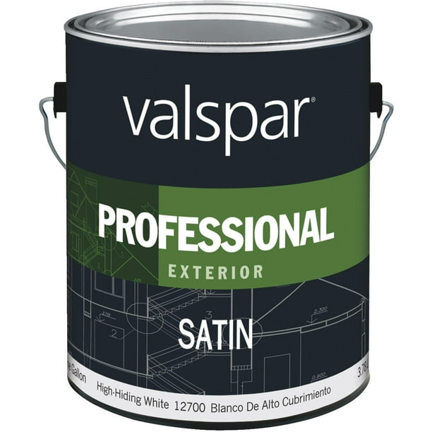 Valspar 12700 Professional Exterior House Paint, White, Satin, 1 gal