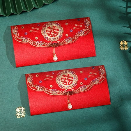 

Tea Bronzing Folding Happy Words Engagement Red Envelope Wedding Supplies