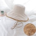 thumbnail image 5 of CATIEBYE 1Pcs Outdoor Wide Brim Sun Hat Beige Cotton Sun Protection Headgear for Women Gardening Beach Camping, 5 of 5