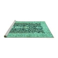 thumbnail image 2 of Ahgly Company Machine Washable Indoor Round Animal Turquoise Blue Traditional Area Rugs, 4' Round, 2 of 4