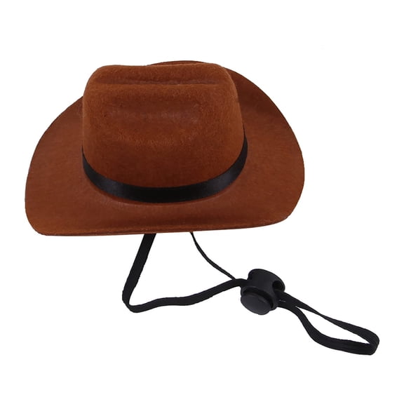 Pet Cowboy Hat for Dogs and Cats, Adjustable Western Style Headwear for Birthday Party and Photo Shoots, Brown M