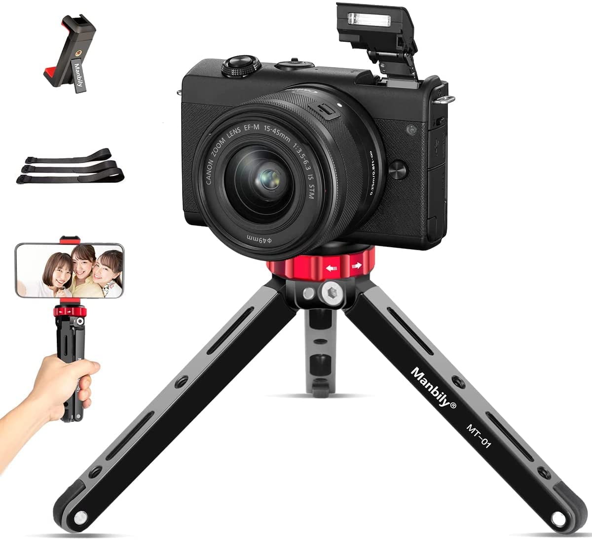 BigKing Dual Clips Phone Holder, Phone Holder Dual Sides Two Position, Dual Tripod Mount Adapter, Mini Desktop Tripod Phone Stand Mount With 1/4inch Screws For Video Live Streaming - View #13