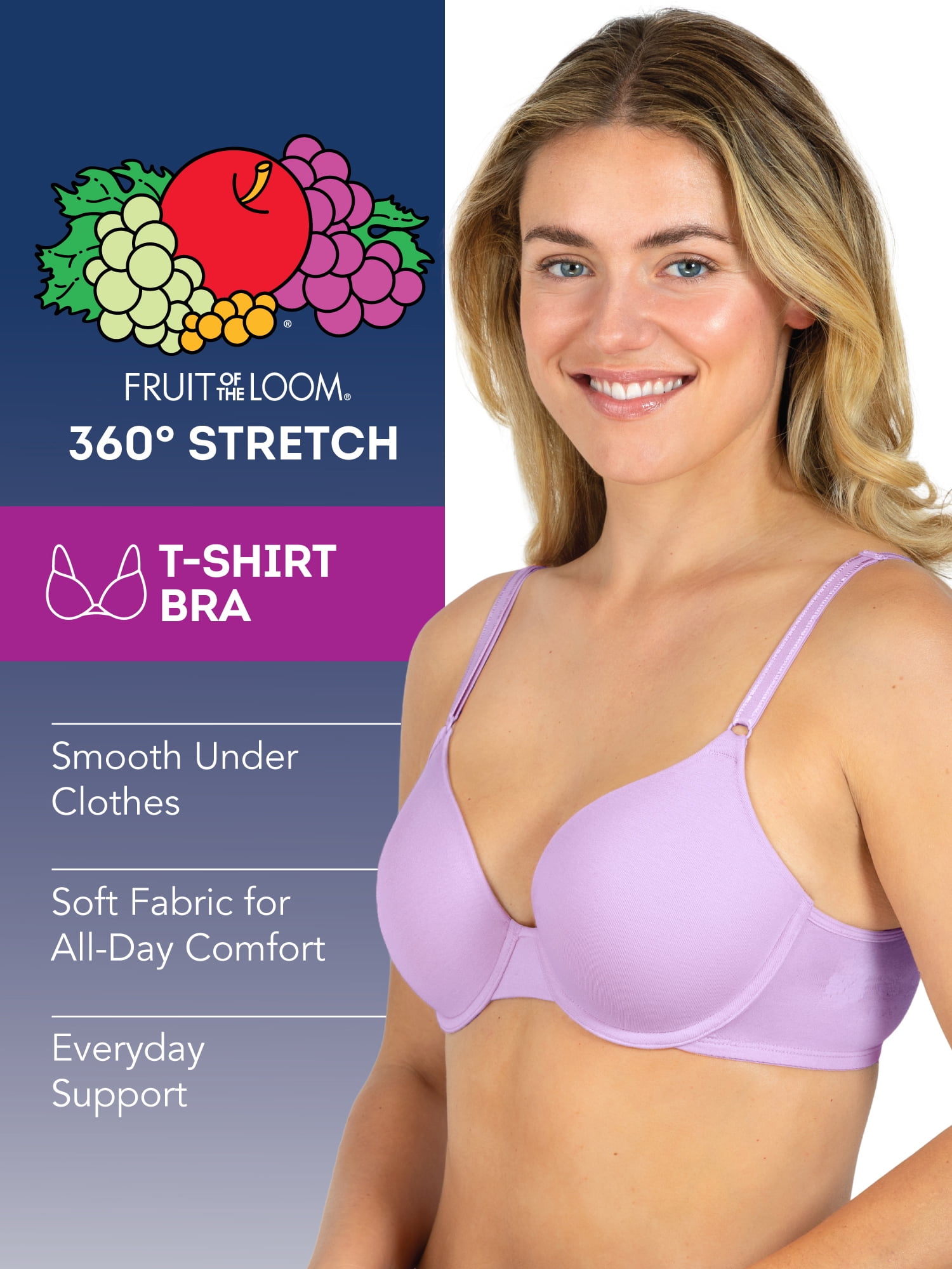 Fruit of the Loom Women's T-Shirt Bra 2 Pack, Style FT938, Sizes M to XXL