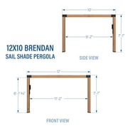 Backyard Discovery Brendan 12'x10' Cedar Wood Pergola Kit, Shade Sail Canopy, PowerPort
