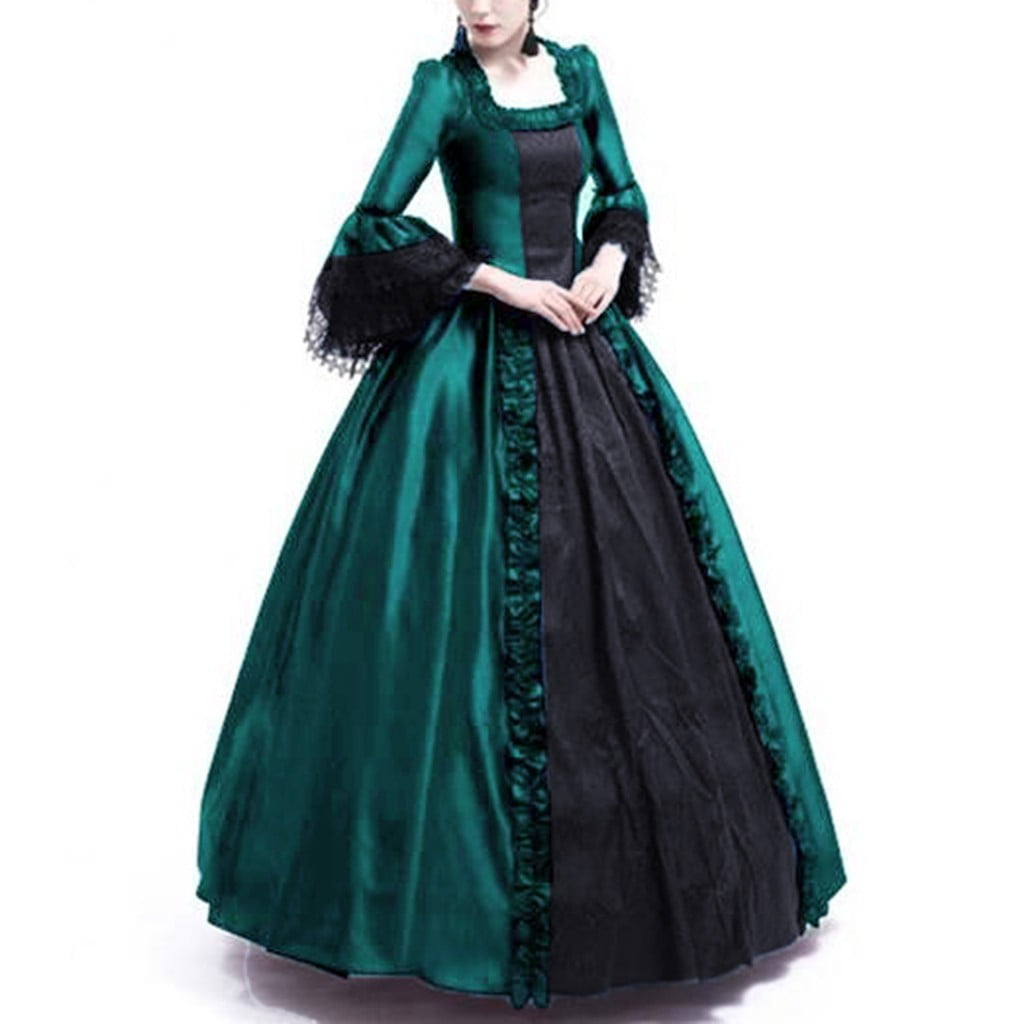 SCARLET DARKNESS Women Dress Vintage Retro Medieval Long Dress A-Line Party Casual Drama Renaissance Dress