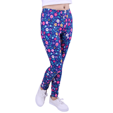 Dot Print Legging - HDE Girl's Ultra Soft Leggings with Print Designs Full Ankle Length Comfy Pants (Colorful Flowers, X-Small)