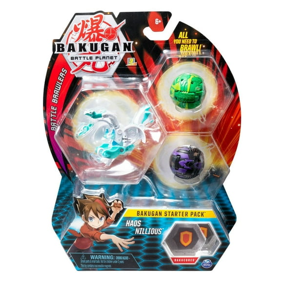 Bakugan Starter Pack 3-Pack, Haos Nillious, Collectible Action Figures, for Ages 6 and Up