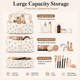thumbnail image 4 of Lomyolo 3 Pcs Quilted Makeup Bag Set for Women, Cute Floral Cosmetic Bags, Large Travel Toiletry Bag, Makeup Pouch & Brush Bag Organizer - Blue Botanical Floral, 4 of 8