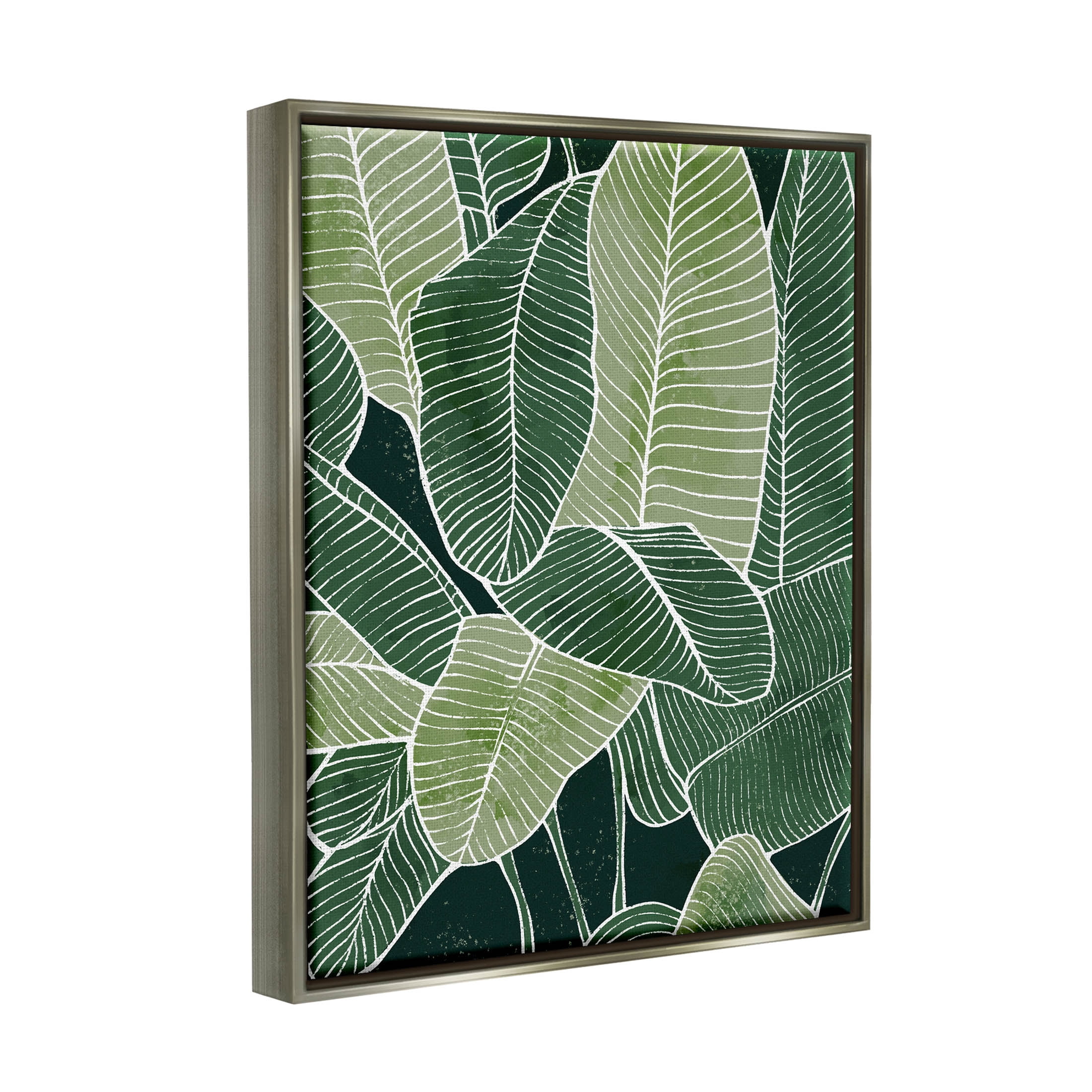 Tropical Jungle Nature Leaves Botanical & Floral Graphic Art Luster Gray Framed Art Print Wall Art
