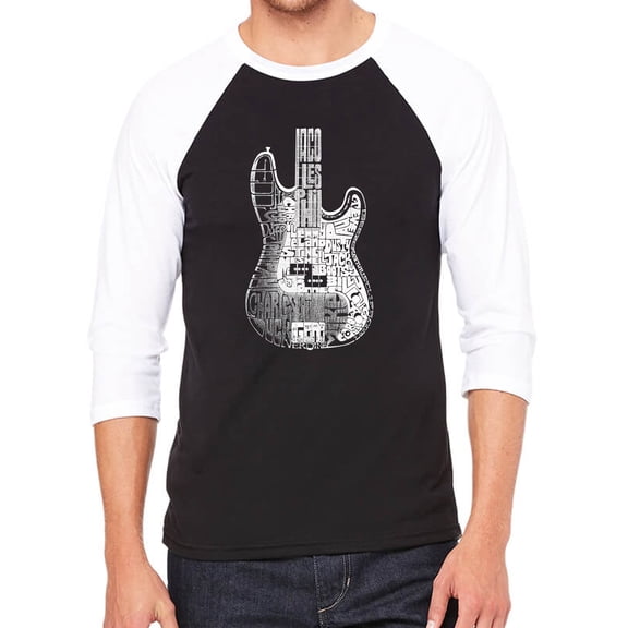 Men's Raglan Baseball Word Art T-shirt - Bass Guitar