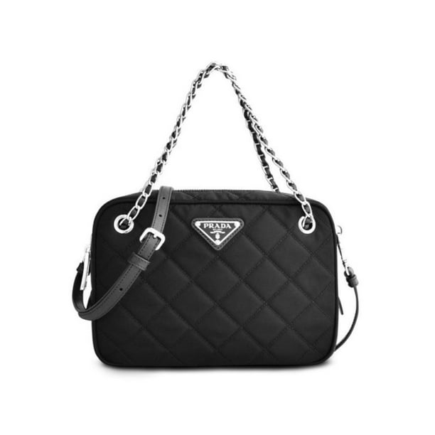 Prada Re-Edtion Nylon Quilted Black Triangle Logo Crossbody Bag 1BH910 -  