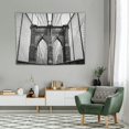 thumbnail image 2 of GOSMITH  Landscape Tapestry, USA New York Brooklyn Bridge Cityscape Scenery Photo Print, Wide Wall Hanging for Bedroom Living Room Dorm, 40x30, Charcoal Grey White, 2 of 7