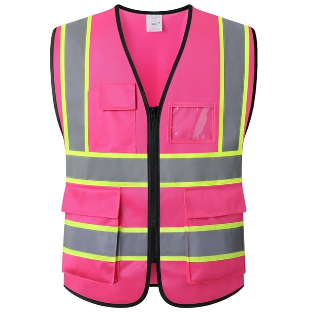 Chaleco de seguridad Ekksafety EK175 rosa 5 bolsillos ANSI Class 2