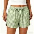 thumbnail image 3 of Tumotour Summer Board Shorts for Women'S Checkered Double Pocket Wide-Leg Shorts Loose Sporty Elasticated Side Pocket Drawstring Elastic Waist Shorts Athletic Workout Shorts, 3 of 8