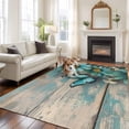 thumbnail image 2 of 6'x9' Area Rugs, Teal Daisy Indoor Outdoor Area Rug for Living Room Bedroom, Spring Floral Butterfly Botanical Vintage Washable Bathroom Rugs Kitchen Floor Carpet Mats Home Decor Aesthetic, 2 of 8