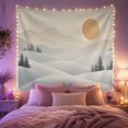 thumbnail image 2 of Snowy Mountain Peaks With Ochre Sun Above Rolling Fields, Serene Minimalist for Nature Lovers, Winter Landscape Wall Art, Housewarming Gift, Tapestry Wall Hanging for Bedroom and Living Room, 2 of 7