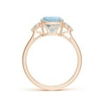 thumbnail image 2 of ANGARA Natural Cushion 1.95 ct Aquamarine Engagement Ring with Trio Diamonds in 14K Rose Gold for Women (Size-8mm) | March Birthstone, Anniversary, Jewelry Gift for Women | Natural Aquamarine Ring, 2 of 11
