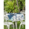 thumbnail image 3 of Outdoor Tablecloth with Umbrella Hole for Patio/Picnic/Party/Camping, Coral Seahorse Coastal Waterproof Table Cloth Round Cover Washable, Blue Summer Nautical Starfish (Dia 54"), 3 of 9