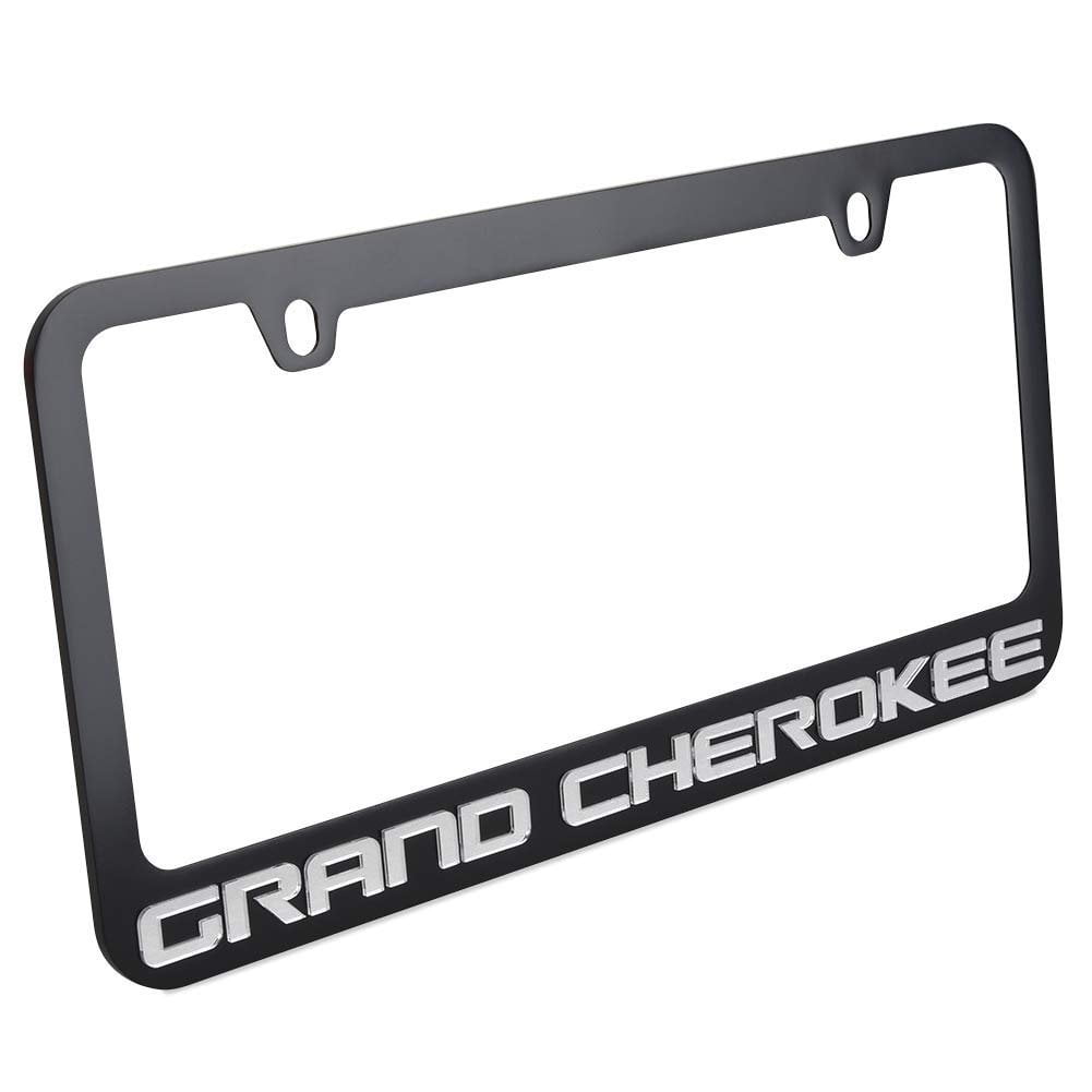 Jeep Grand Cherokee License Plate Frame Black with Mirrored Script