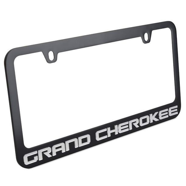 Jeep Grand Cherokee License Plate Frame Black with Mirrored Script