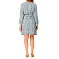 thumbnail image 3 of INSPIRE CHIC Women's Wear to Work Choker Belted Keyhole V Neck Floral Dress Powder Blue XS, 3 of 6