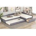 thumbnail image 5 of Twin Size Plywood Platform Bed with Trundle and Drawer, Gray, No Box Spring, Stable for Guest Room, 5 of 18