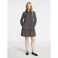 thumbnail image 4 of Time and Tru Women's Ruffle Mini Shirtdress, Sizes XS-XXXL, 4 of 6