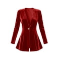 thumbnail image 6 of Blazer for Women Casual Trendy One Button Flared Collarless Blazers Long Sleeve Office Work Suit Jackets Red M, 6 of 6