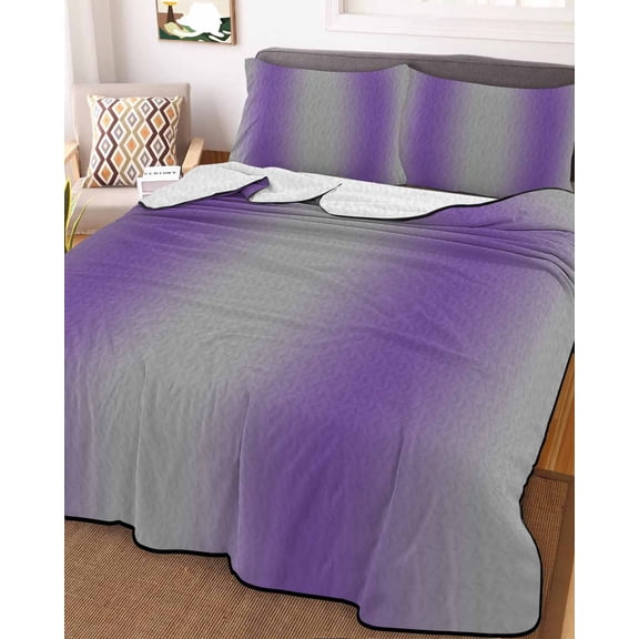 Purple Ombre King Size Down Alternative Comforter, Lightweight Comforter Quilt Bedding Set with Pillow Shams Grey Modern Art Farmhouse All Seasons Bed Comforter Duvet Insert 96"x106"