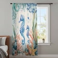 thumbnail image 3 of Seahorse Coastal Sheer Curtains 54 Inches Long, Summer Nautical Starfish Coral Beige Light Filering Curtains, Breathable Simi Curtain Privacy Drapes for Kitchen Bathroom Small Window Treatment, 3 of 9